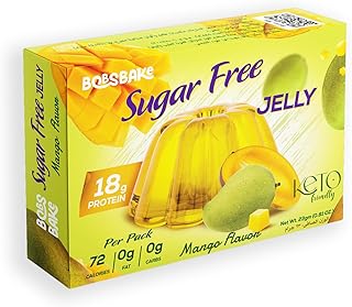 Advanced Sports Nutrition | Bob's Bake Sugar Free Jelly | Keto Friendly | 72 Calories | 18 gm Protein | 0 gm Carbs | 0 gm Fat | Mango Flavor | Makes 523 gm Delicious Sugar FreeJ elly