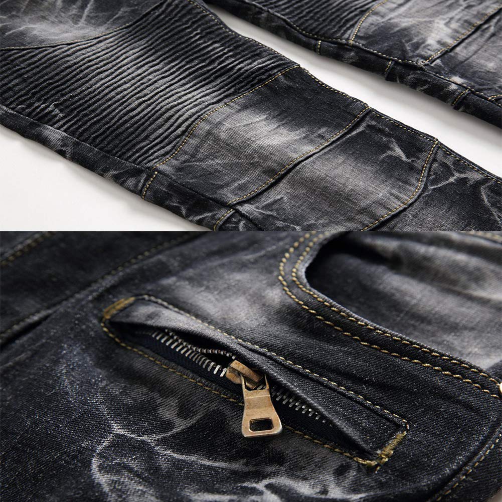 GUOCU Hombres Pantalones Vaquero de Moto,Jeans de Moto Slim Fit Denim Pantalon Protectores Cargo Recto Pantalones de Motorista Retro Vaqueros para Montar en Moto Pantalones de Ciclismo Anticaídas