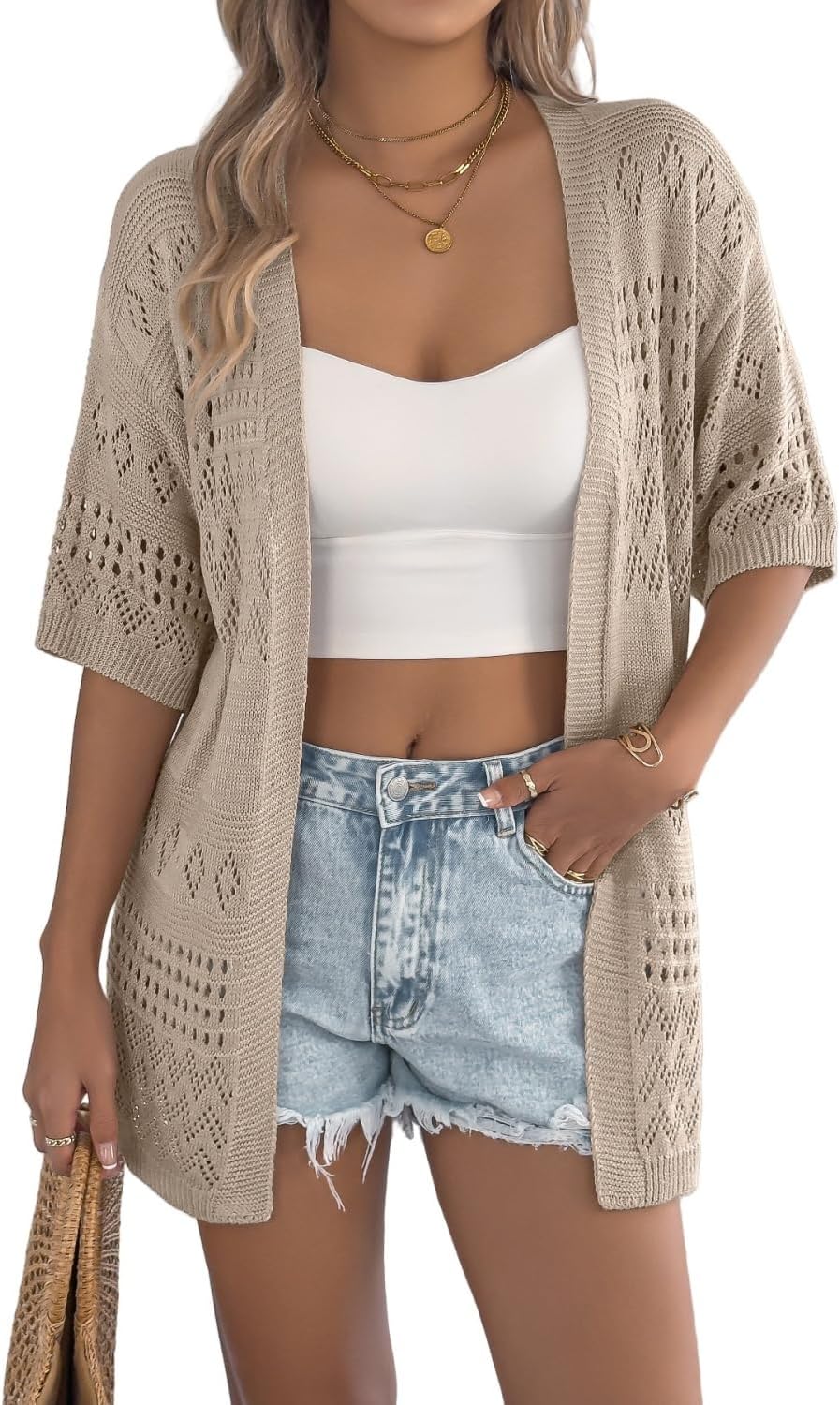 QegarTop Crochet Cardigan Sweaters for Women 2025 Trendy Summer Cover Ups Lightweight Soft Beach Kimonos Vacation Outfits