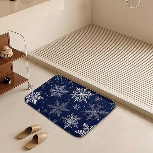 Miniatura 6 de MoBlinko Winetr - Alfombra de baño con copos de nieve de Navidad, 24 x 16 pulgadas, antideslizante, lavable, para interiores, para baño, hogar,