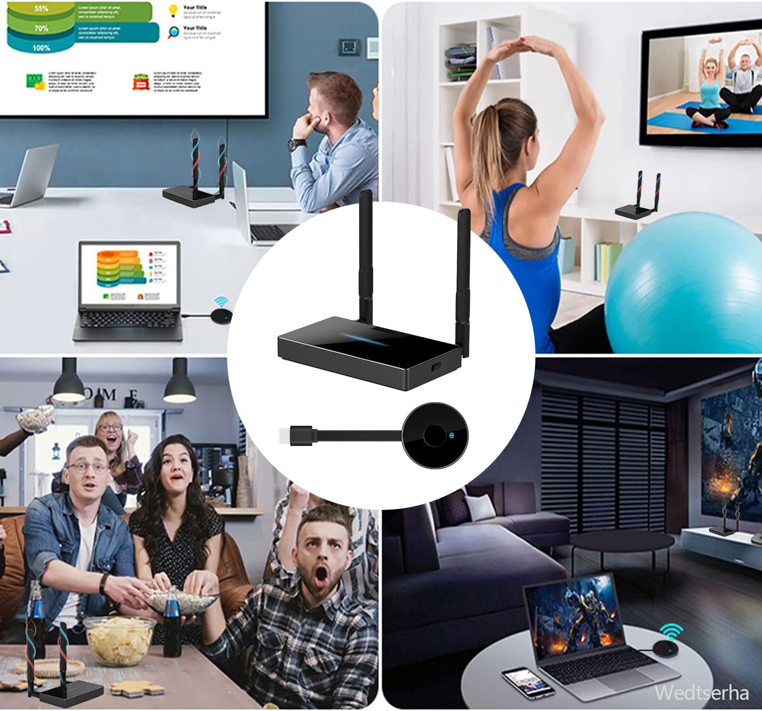 Last 9UNITS! Wireless hdmi Adapter/only Transmitter，Also can Projection Support RX with TX paired USE and Transmitter and Receiver 2.4G/5G WiFi Miracast Through Walls Video/Audio for PC to Monitor