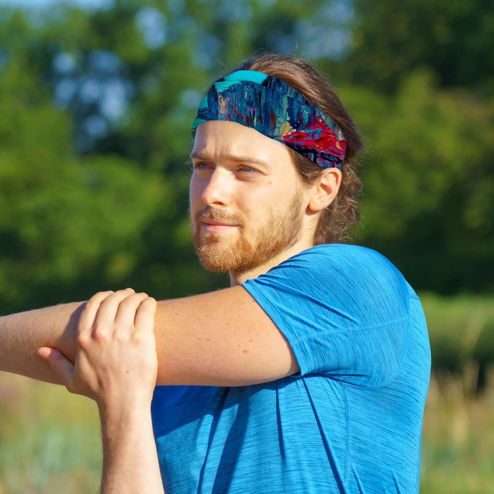 Lot de 6 bandeaux larges pour femme - Turban antidérapant - Pour le yoga, la sueur, le sport, l'entraînement