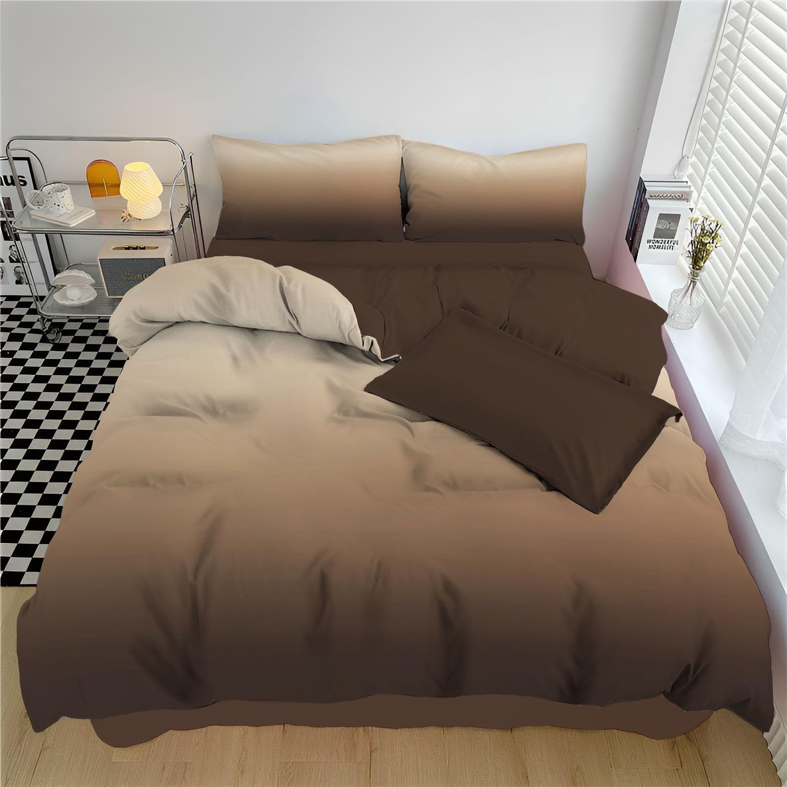 Parure de couette moderne luxe au design matelassé et finitions haut de gamme