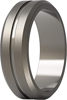 Silicone Wedding Rings for Men, Brushed Top Middle Engraved Line Rubber Engagement Bands 8.2mm Wide 2.5mm Thick - 1/4/6/7 Variety Multipack