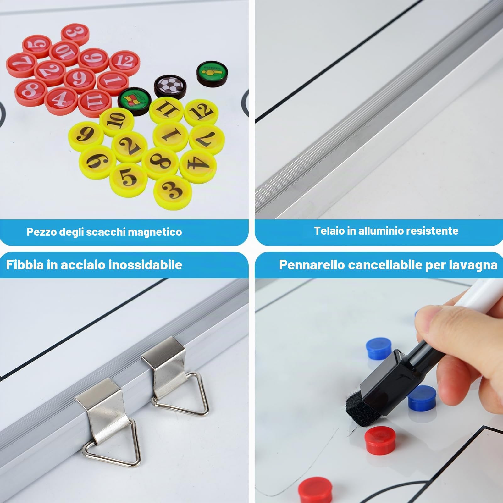 Cartella Tattica per Allenatore di Calcio, RoseFlower Lavagna Magnetica Calcio Attrezzatura da allenamento con Penne, Gomma, Spazzola - Coach board per Organizzazione Giocatori Tattiche e Strategie #4