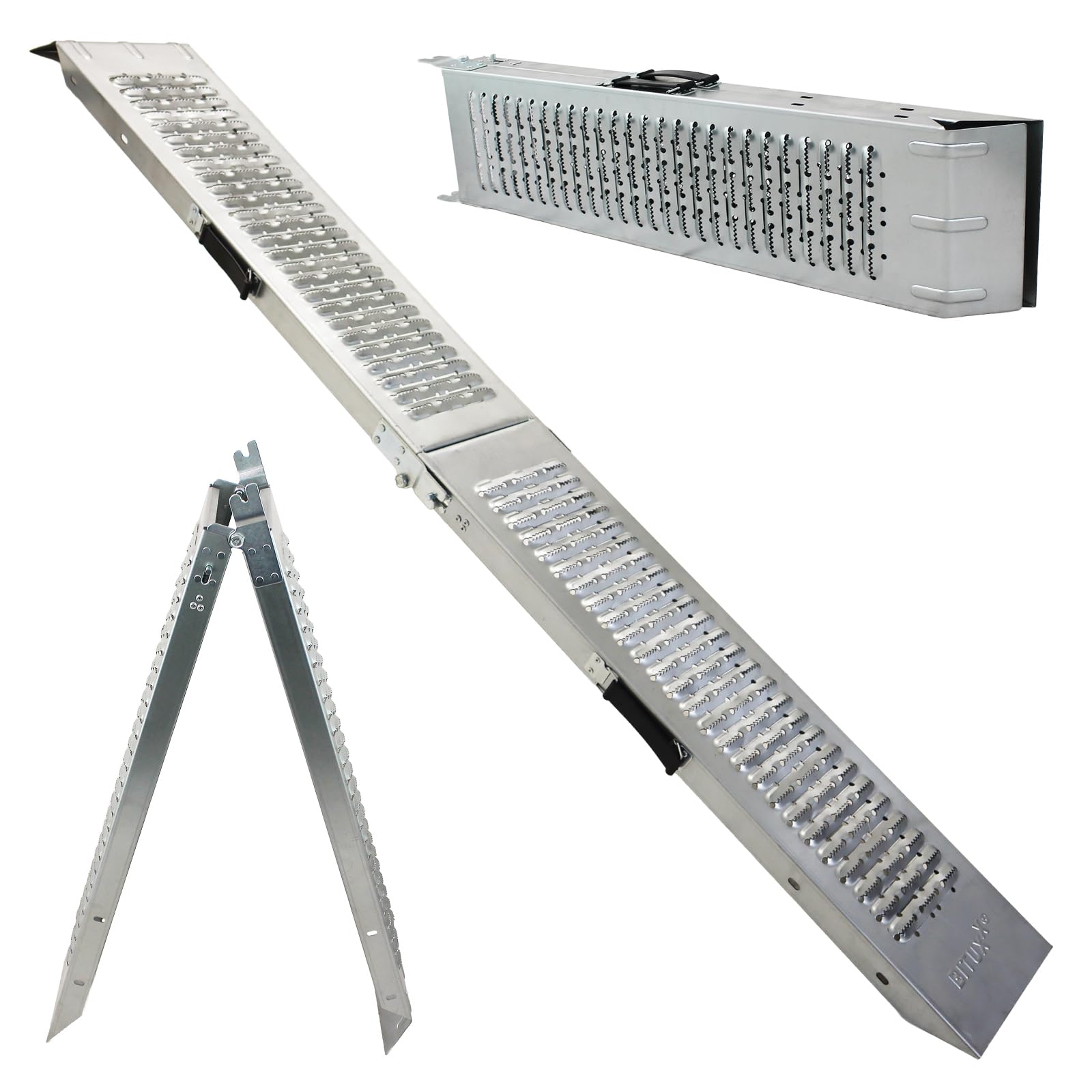 BITUXX® Klappbare Auffahrrampe Auffahrschiene Rampe Motorradrampe Verladeschiene Verladerampe bis 200Kg Stahl 180cm
