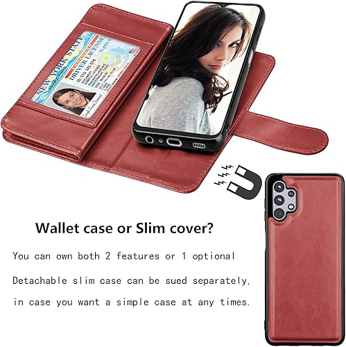 Vista 11 de Njjex Case for Samsung Galaxy A32 5G, for Galaxy A32 5G Wallet Case, [9 Card Slots] PU Leather Credit Holder Folio Flip [Detachable] Kickstand Black