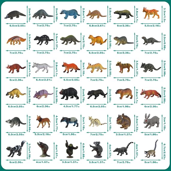 JOKFEICE Small Animal Figures for Kids 36 Pieces Realistic Forest Animal Baby Figures Forest Dweller Figures Educational Toys for Science Projects Cake and Party Decoration