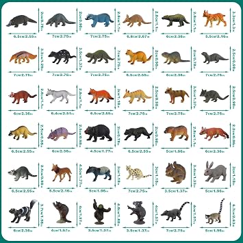 JOKFEICE Small Animal Figures for Kids 36 Pieces Realistic Forest Animal Baby Figures Forest Dweller Figures Educational Toys for Science Projects Cake and Party Decoration