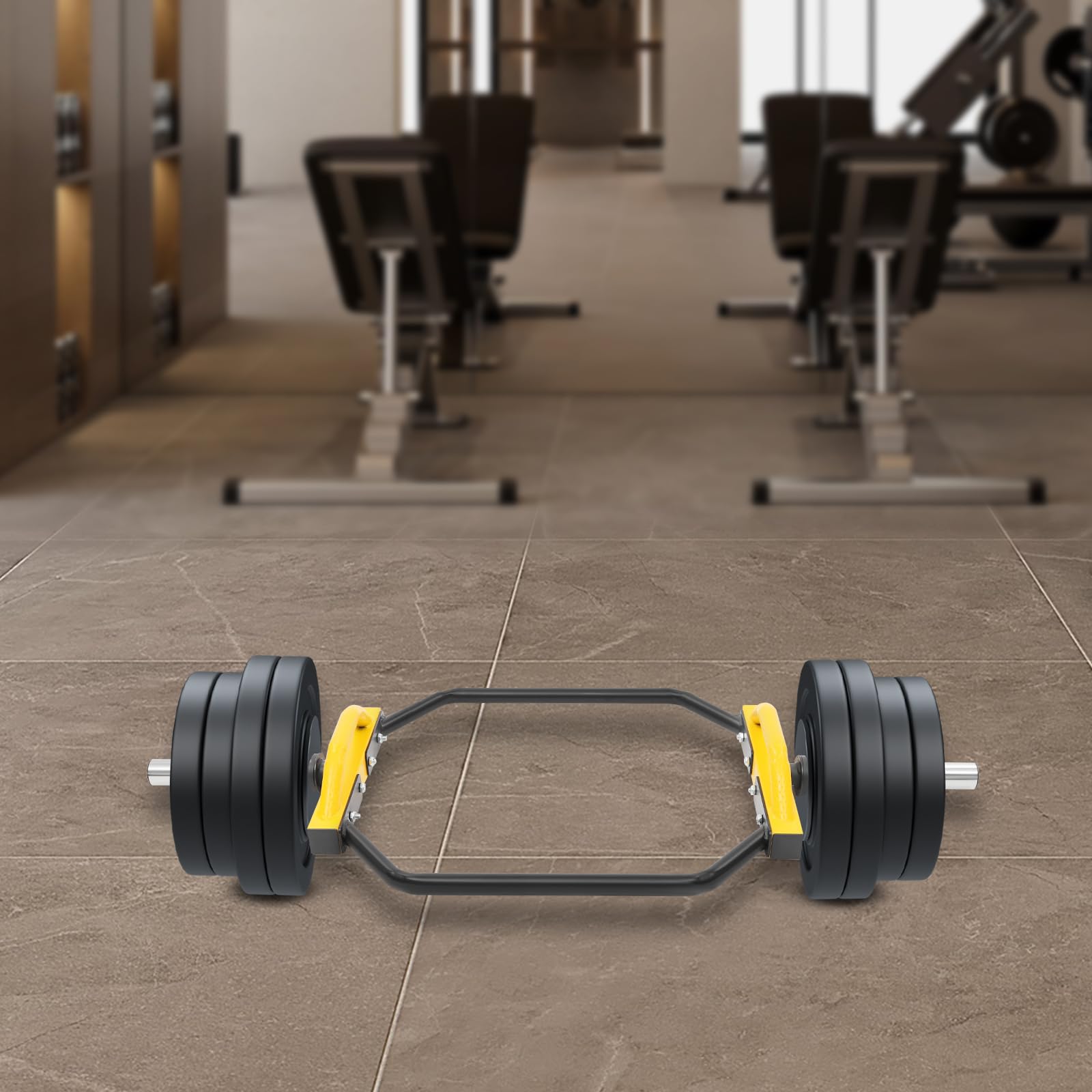 Hex Olympic Trap Bar, bilanciere bilanciere con 2 morsetti a molla, polsini esagonali fino a 150 kg, per palestra, casa, lavoro