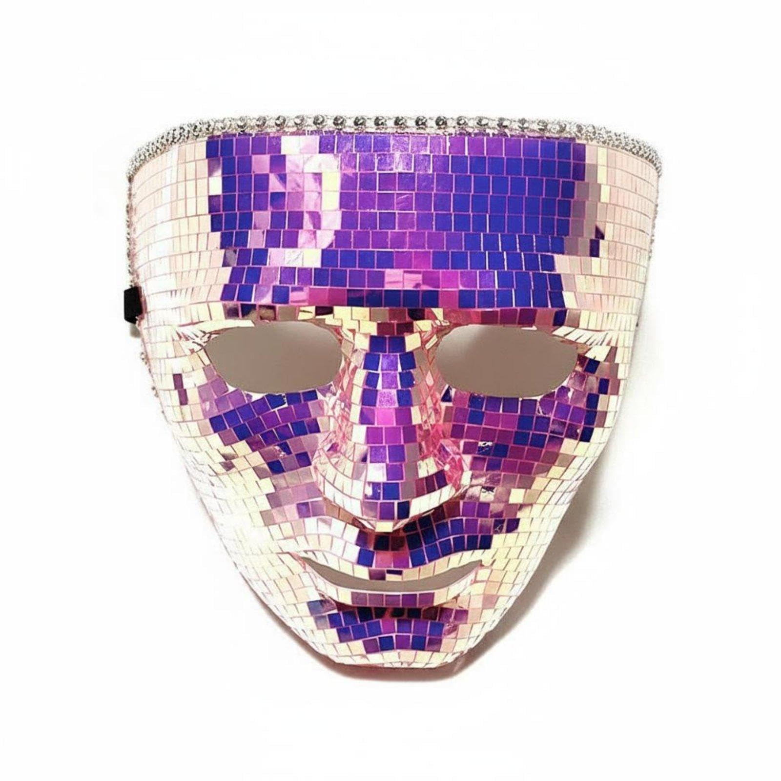 Disco Ball Face Covering Reflective Mirror Face Covering Shiny Glitter Face Cover Pink Purple Gradient|Clothing, Shoes & Accessories| Costumes, Reenactment, Theater| Accessories| Masks &-image-26