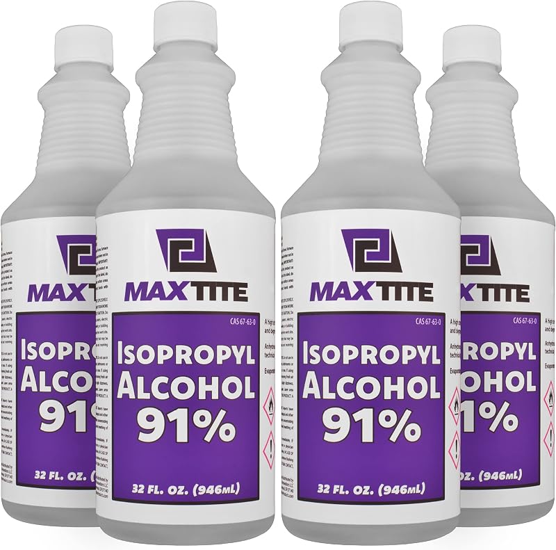MaxTite Isopropyl Alcohol 91% (1 Gallon, 4 Pack of 32oz)