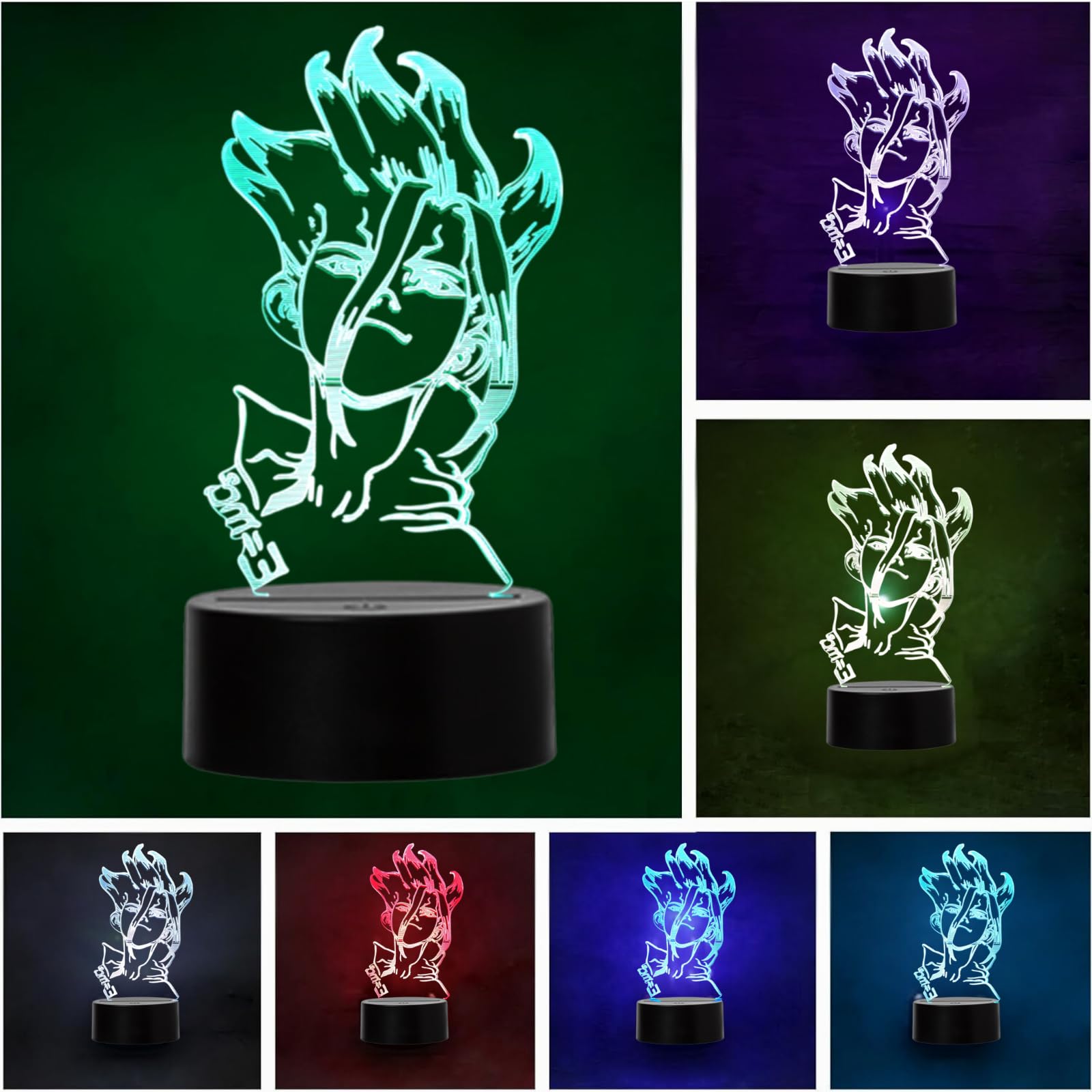 Wolobox Clear Led Anime Manga Lamp Dr. Stone Senku Ishigami Color Changing Usb Night Light And Decoration