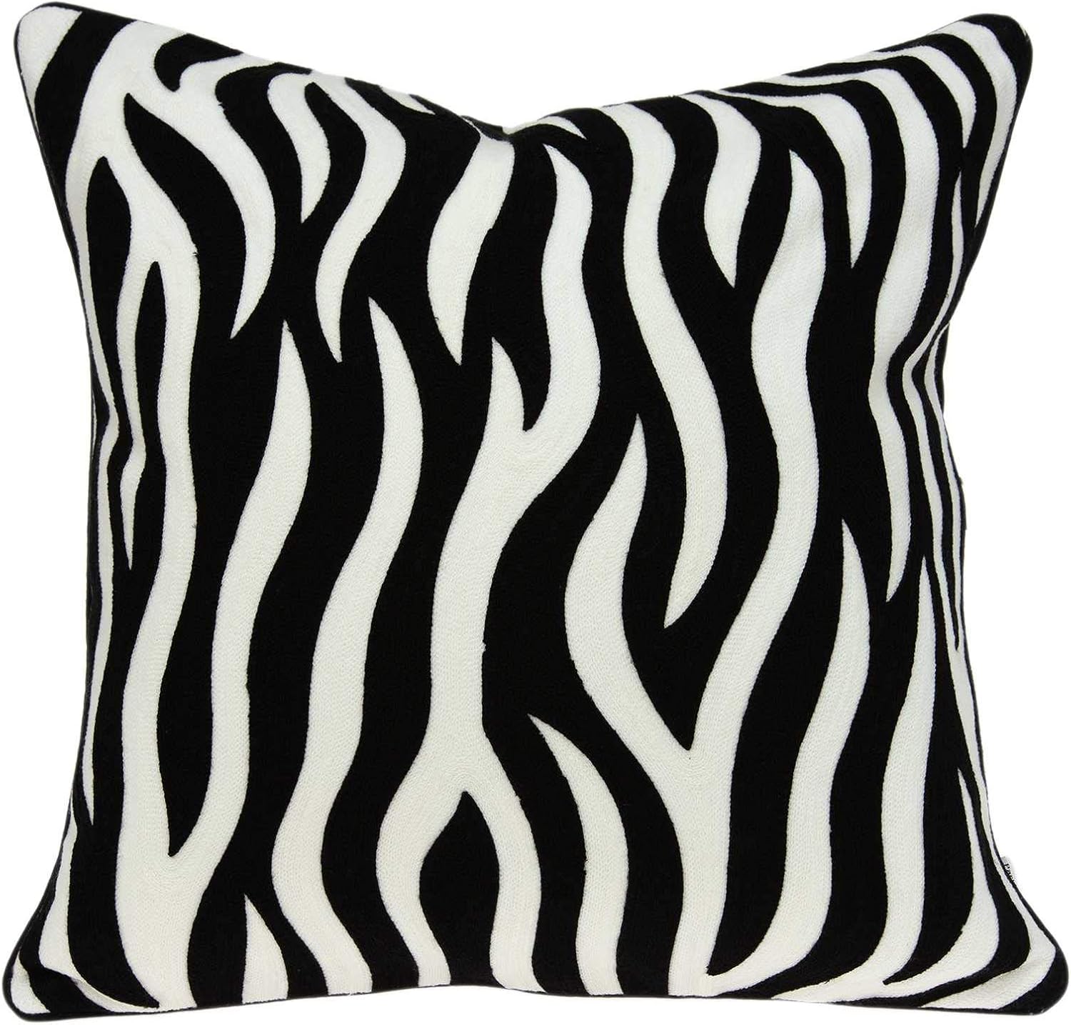HomeRoots 334118 20 x 7 x 20 in. Transitional Black & White Zebra Pillow Cover with Poly Insert