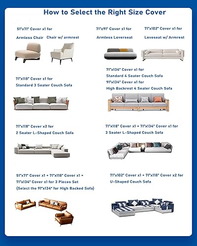 Miniatura 2 de AIVIA Funda de sofá, fundas de gran tamaño para sofá de 3 cojines, decoración de muebles de caravana, fundas reclinables, fundas seccionales en