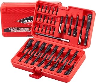 41Pcs Magnetic Nut Driver Set, 1/4" Quick-Change Hex Shank | SAE & Metric | Cr-V Steel, Magnetic Screwdriver Bit Set W/Drill Bit Extension & Drill Bit Adapter