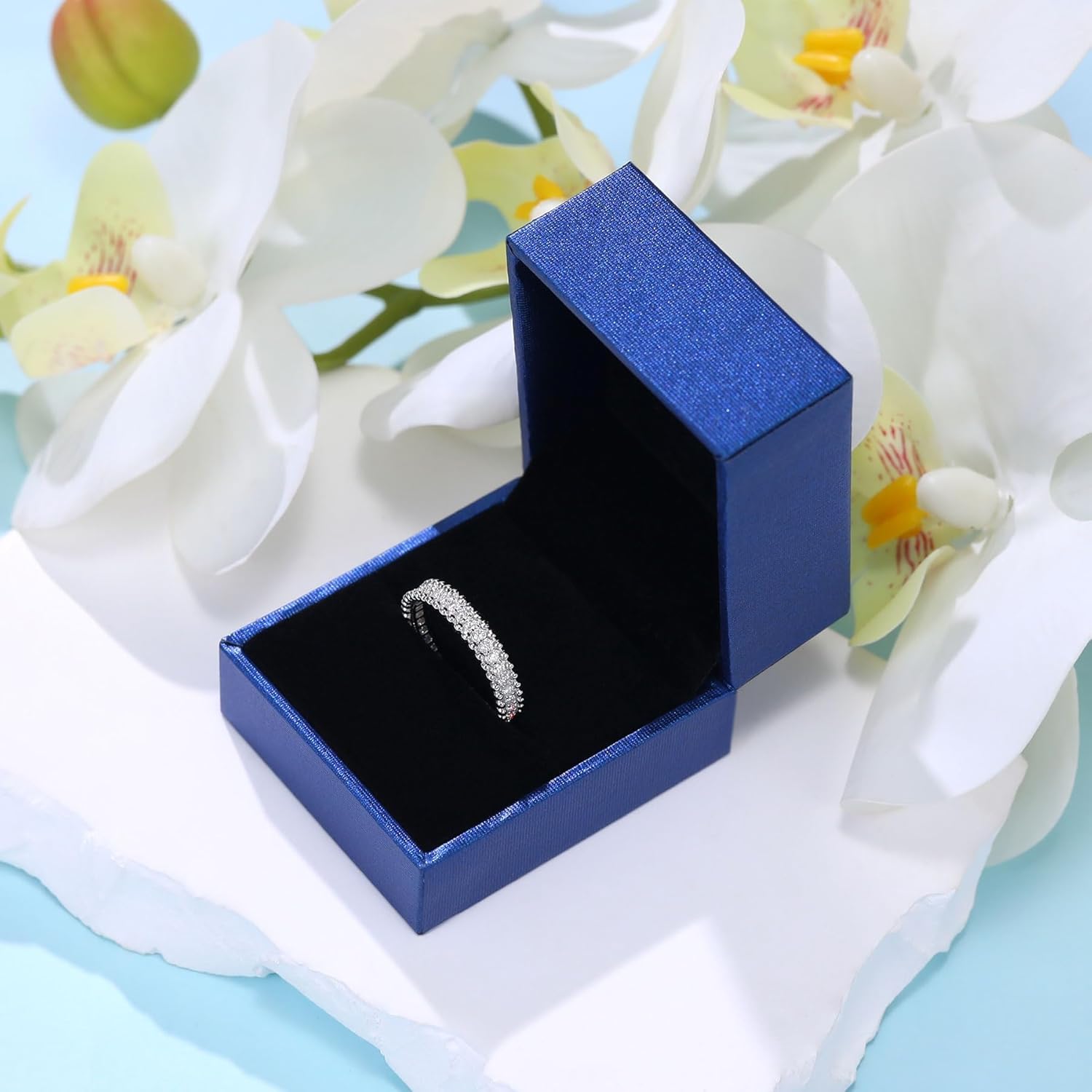 Moissanite Wedding Band for Women Full Eternity Band 925 Sterling Silver Round Cut D Color VVS1 Moissanite Stackable Wedding Anniversary Ring - Image 9