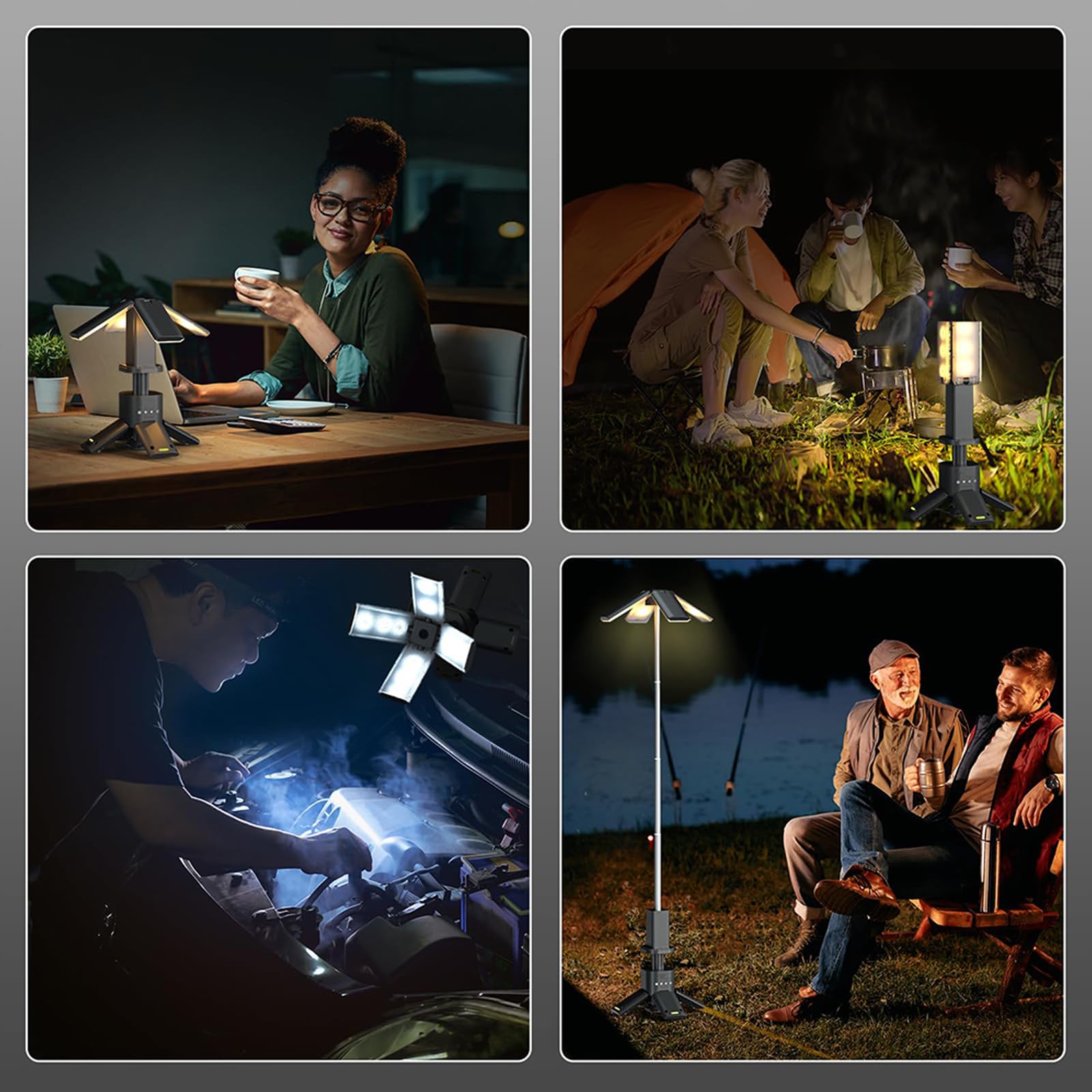 Teleskopowe oświetlenie kempingowe z akumulatorem, składana lampa kempingowa 14000 mAh, przenośny zasilacz 6000 lm, wodoodporna latarnia LED IPX5 do namiotów wewnętrznych na zewnątrz, wędrówki, awaryj
