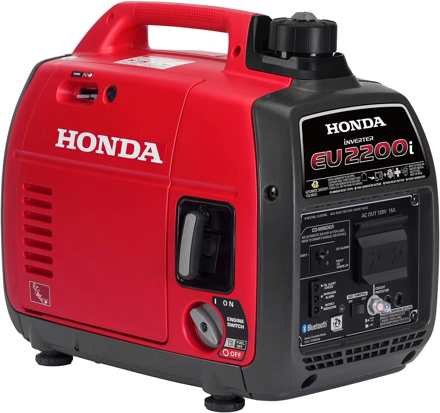 Honda EU2200i 2200 Watt Inverter Generator, Super Quiet 120V Gas Powered Portable Generator for Camping or Home Backup Power Supply, Up to 8.1 Hour Run Time (EU2200ITA)