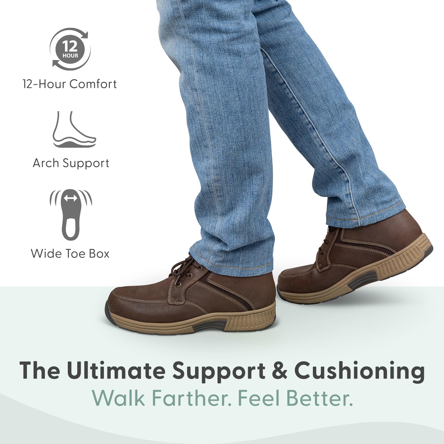 Orthofeet Men's Orthopedic Leather Highline Lace-Up Boots - Image 2