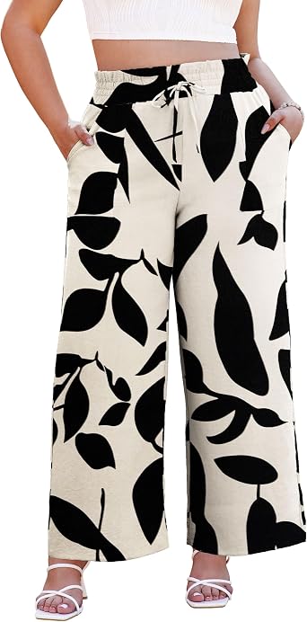 FOLUNSI Womens Plus Size Wide Leg Palazzo Pants 1X-4X