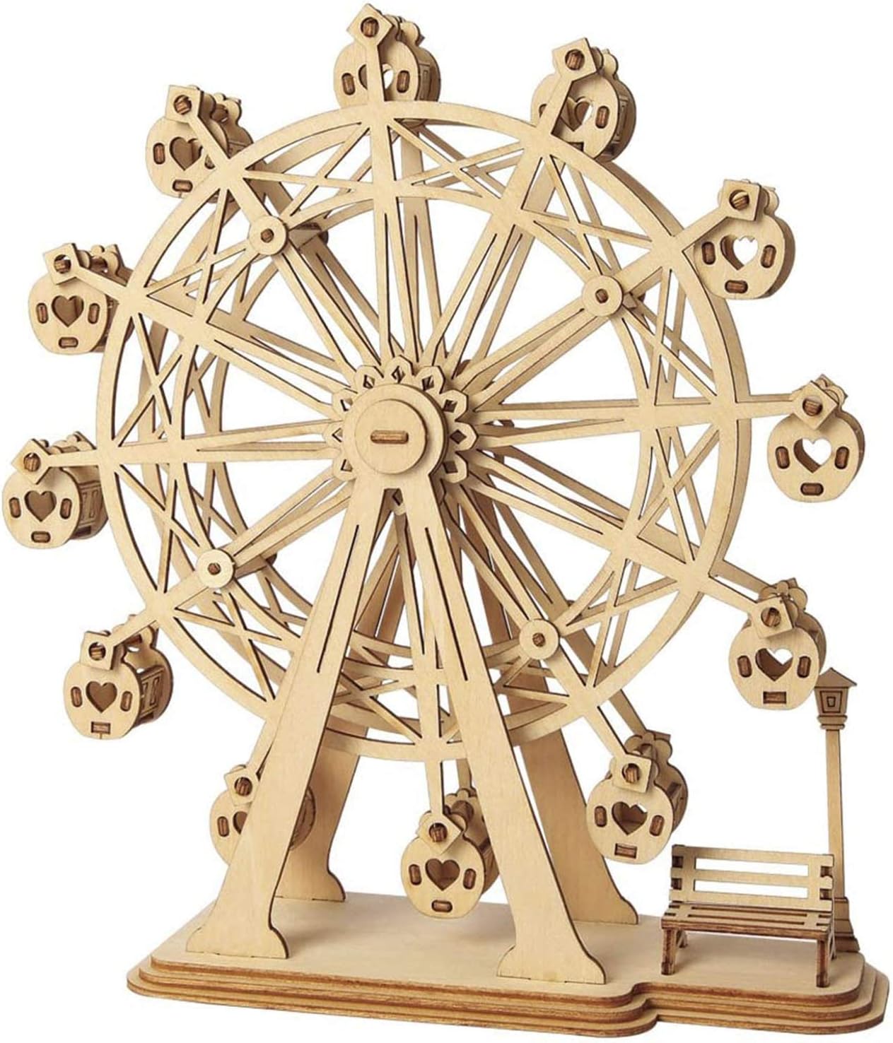 Woodcraft Construction Kit Modular Mechanical Model 3D Wooden Puzzle for Self-Assembly Toy Gift For Adult(Ferris Wheel)