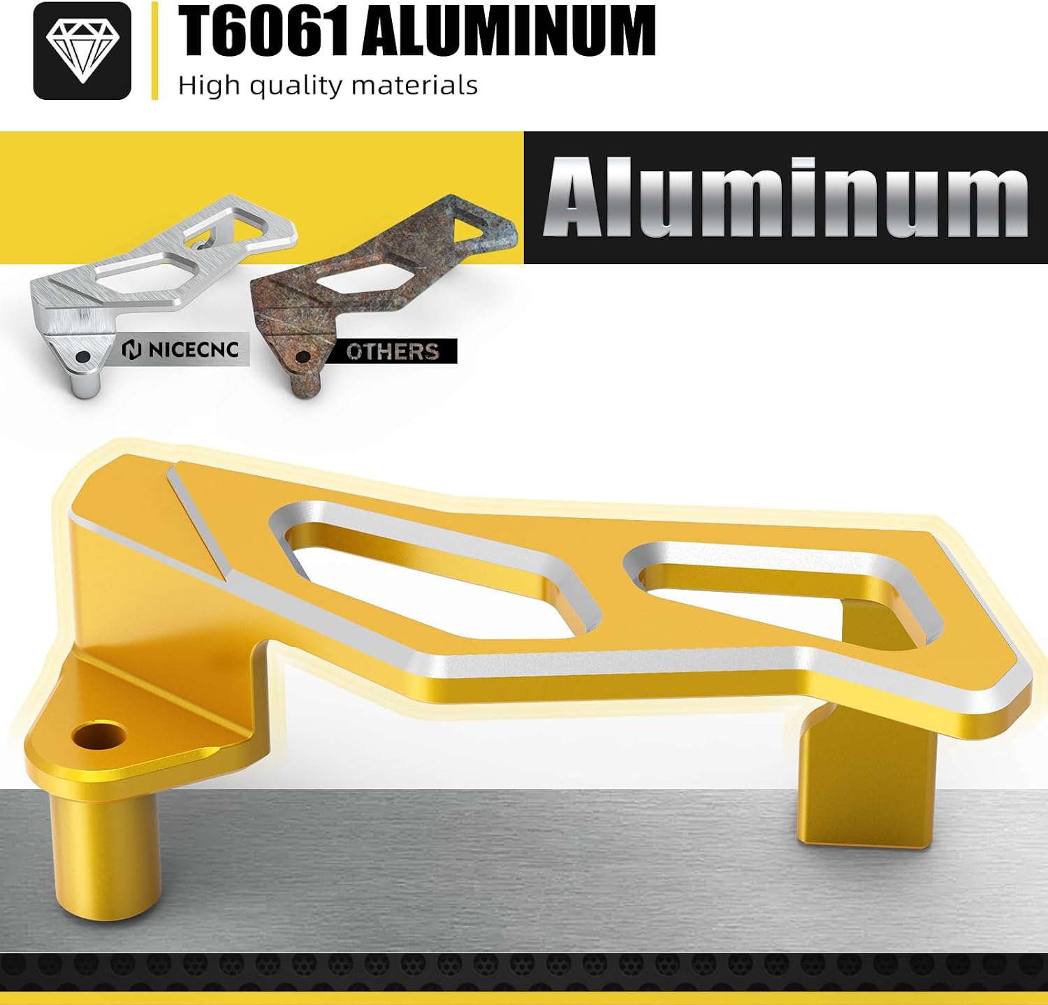NICECNC Gold Billet Aluminum Brake Caliper Guard Compatible with Suzuki DRZ400SM 2005 2006 2007 2007 2008 2009 2010-2024 See Fitment