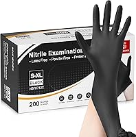 Vista 10 de Schneider Guantes de examen de nitrilo, color negro, 4 mil, guantes desechables sin látex, sin polvo, aptos para alimentos