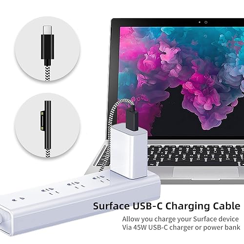 Miniatura 20 de Superficie trenzada de nailon que se conecta al cable de carga USB-C (6 pies rojo), requiere fuente de alimentación PD de cargador USB-C de 45 W, 15