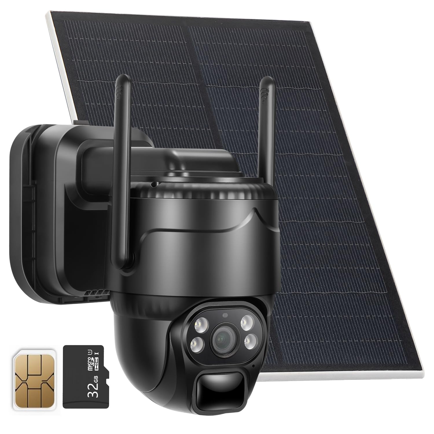 Eaula Videns 4G LTE Cellular Solar Security Camera Wireless Outdoor, No WiFi Solar Powered Camera, 360° Live View, 2K Color Night Vision, PIR Motion