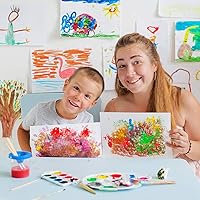 Vista 6 de Vasos de pintura para niños con tapas, recipientes de pintura antiderrames, incluye pinceles de pintura para niños pequeños y bandeja de paleta