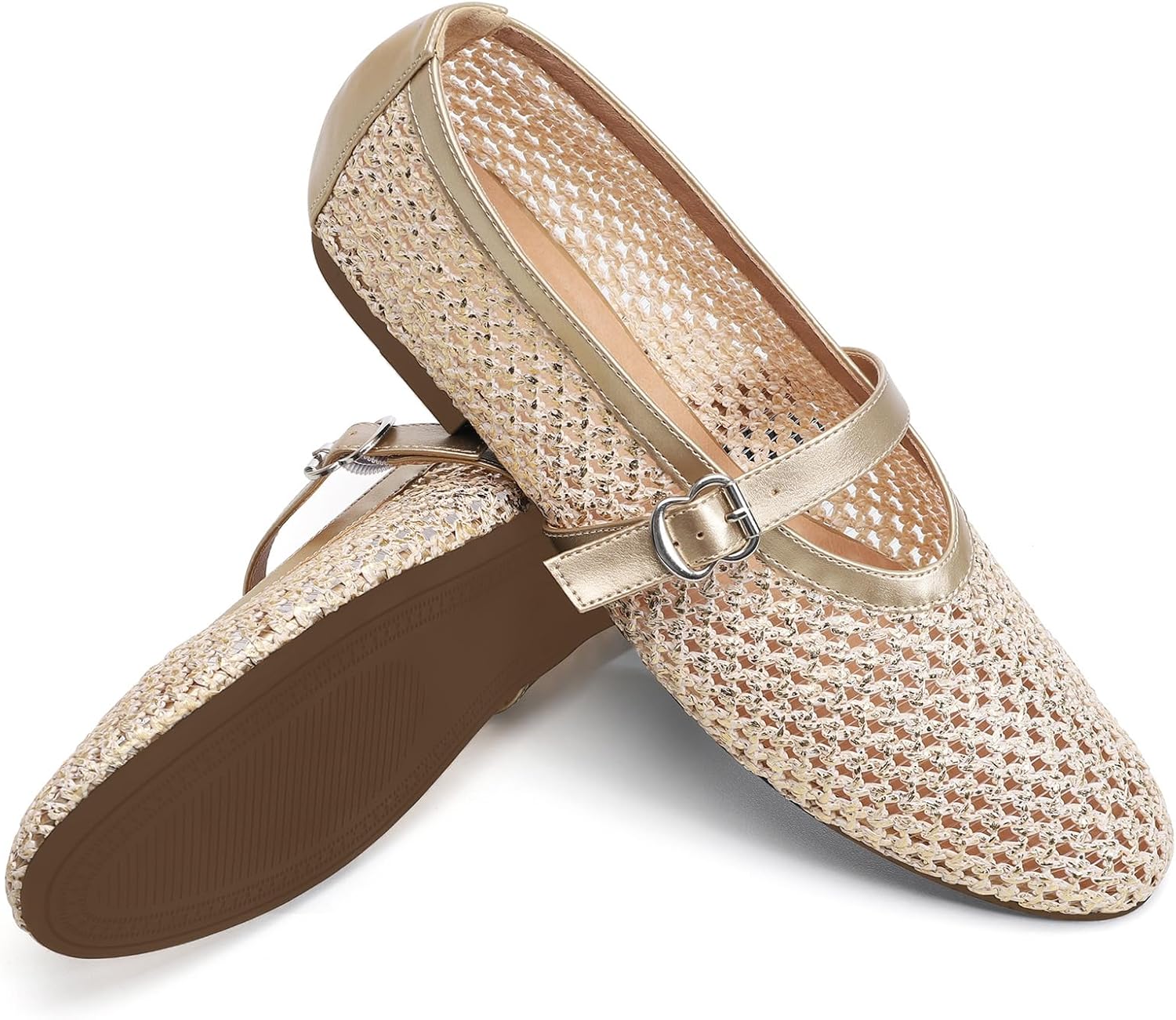 Mesh Ballet Flats for Women Adjustable Strap Mary Jane Flats Casual Office Shoes