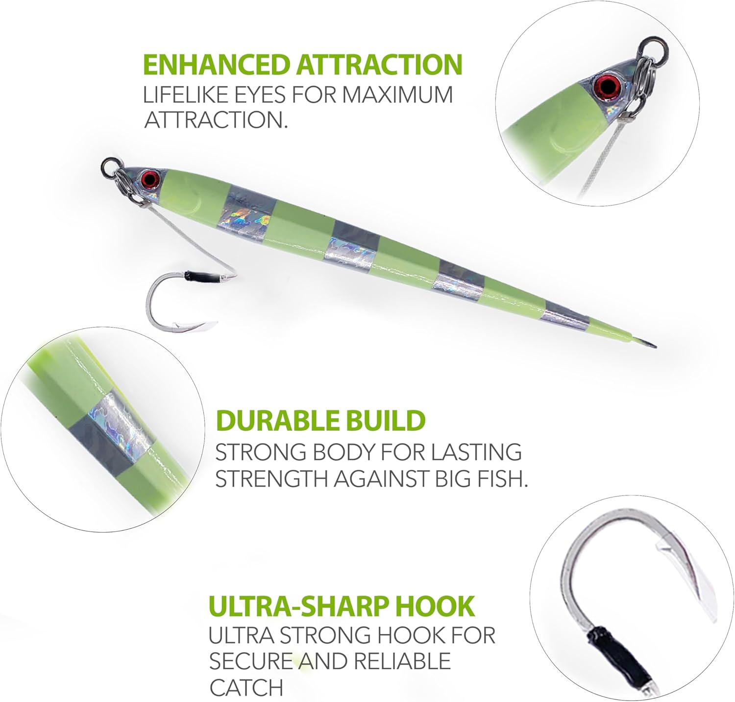 Saltwater Fishing Jigs 320–500g, 6 Pcs Silver Pink Blue, Lumo Polka Dot, Glow Zebra, HD Bluepink, Chartreuse & Zebra Glow, Offshore Jigs for Tuna, Bluefin, Mahi Mahi & Marlin Combo C