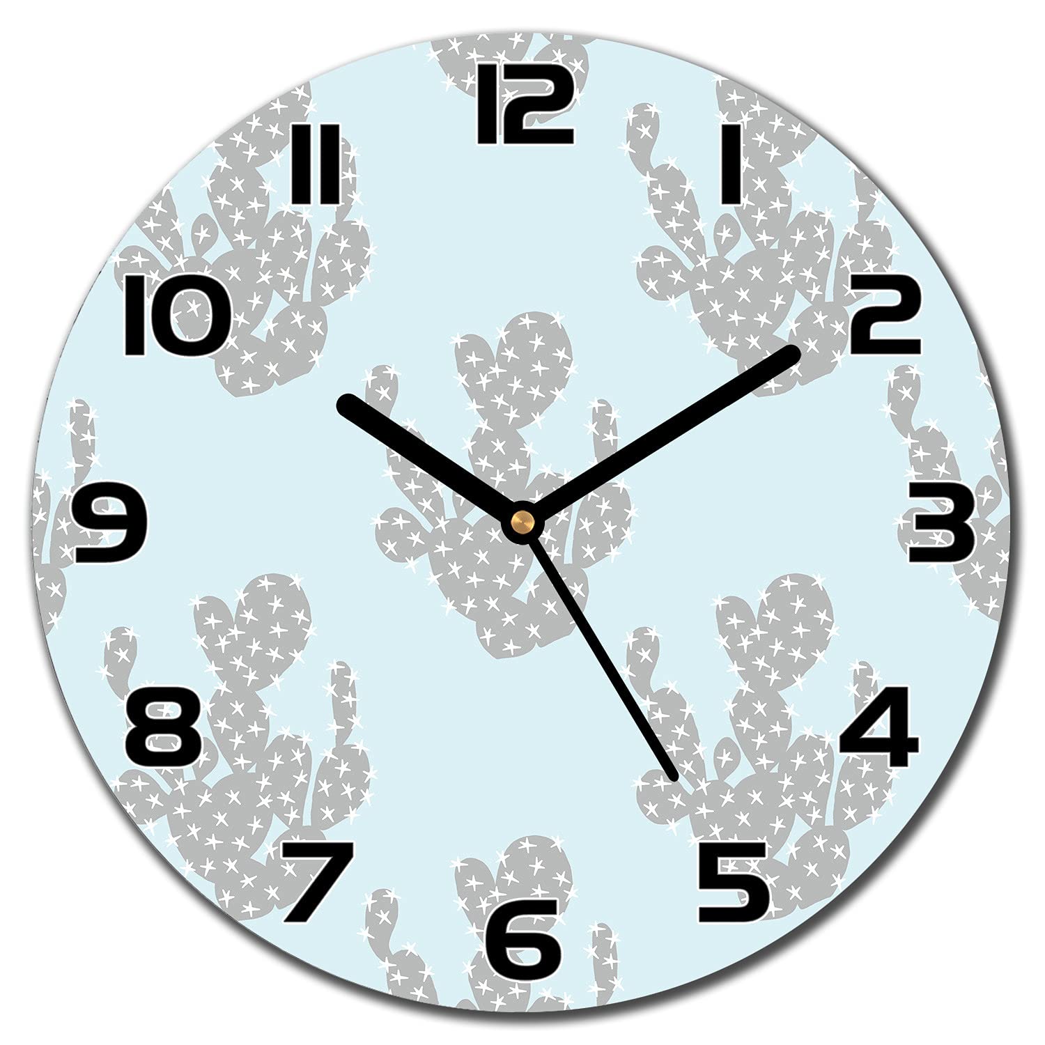 Horloge en verre 30 cm Cactus Pastel pour décoration de cuisine moderne