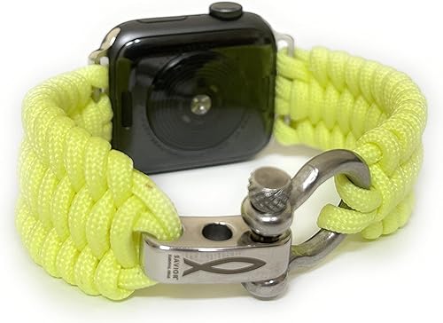 Savior Survival Gear Correa de repuesto para Apple Watch de 1.496 in con grillete ajustable de acero inoxidable (cuerda de paracaídas 550, grande)