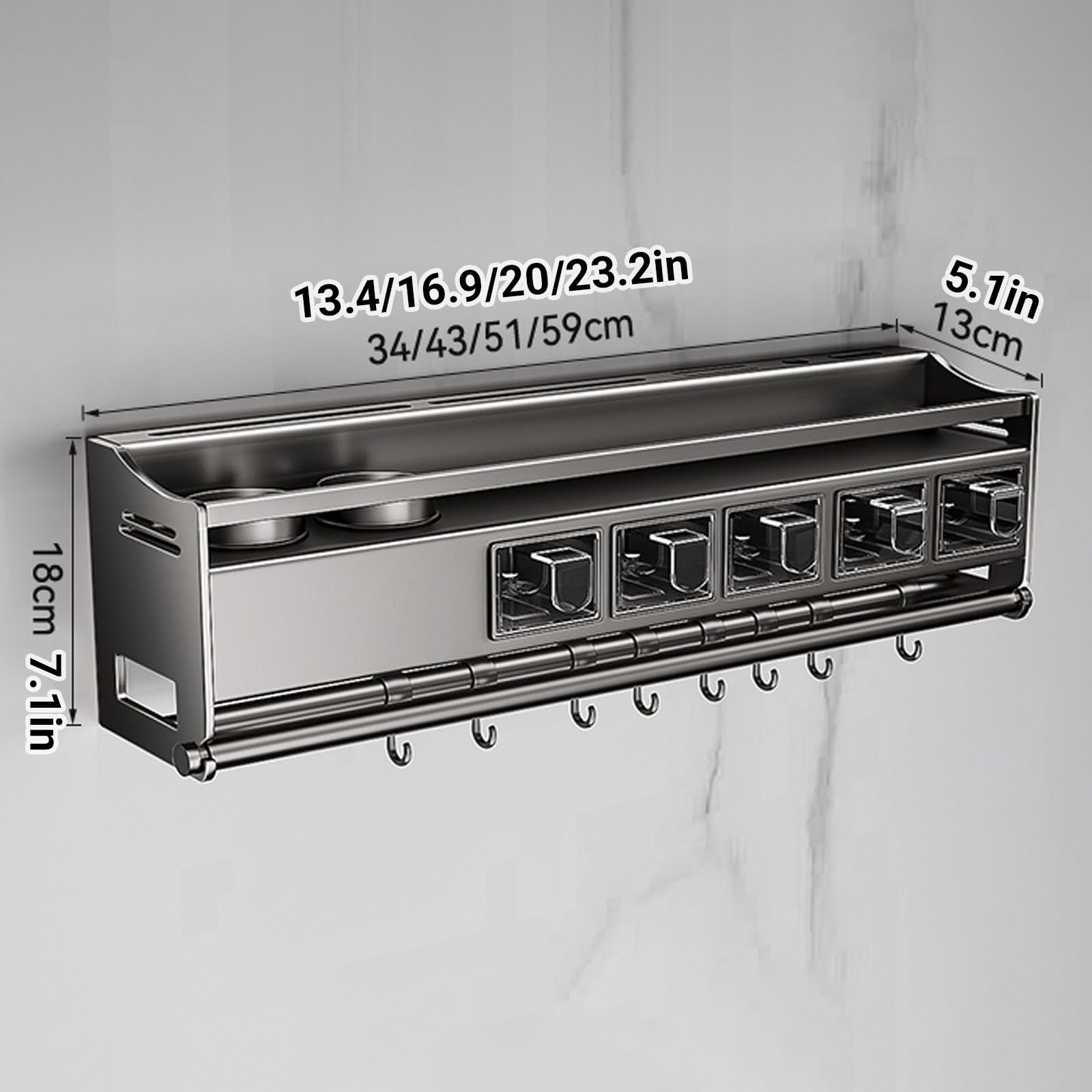 Especiero de Pared para Cocina, Organizador de Especias para encimera, 1 especiero de Pared, artículos Esenciales de Cocina, decoración del hogar(34x13x18cm/13.4x5.1x7.1in)