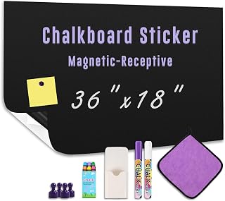 Magnetic Chalkboard Wallpaper Peel and Stick 36" x 18", Self-Adhesive Chalkboard Contact Paper with Starter Kit - Ideal for Playroom Home Classroom