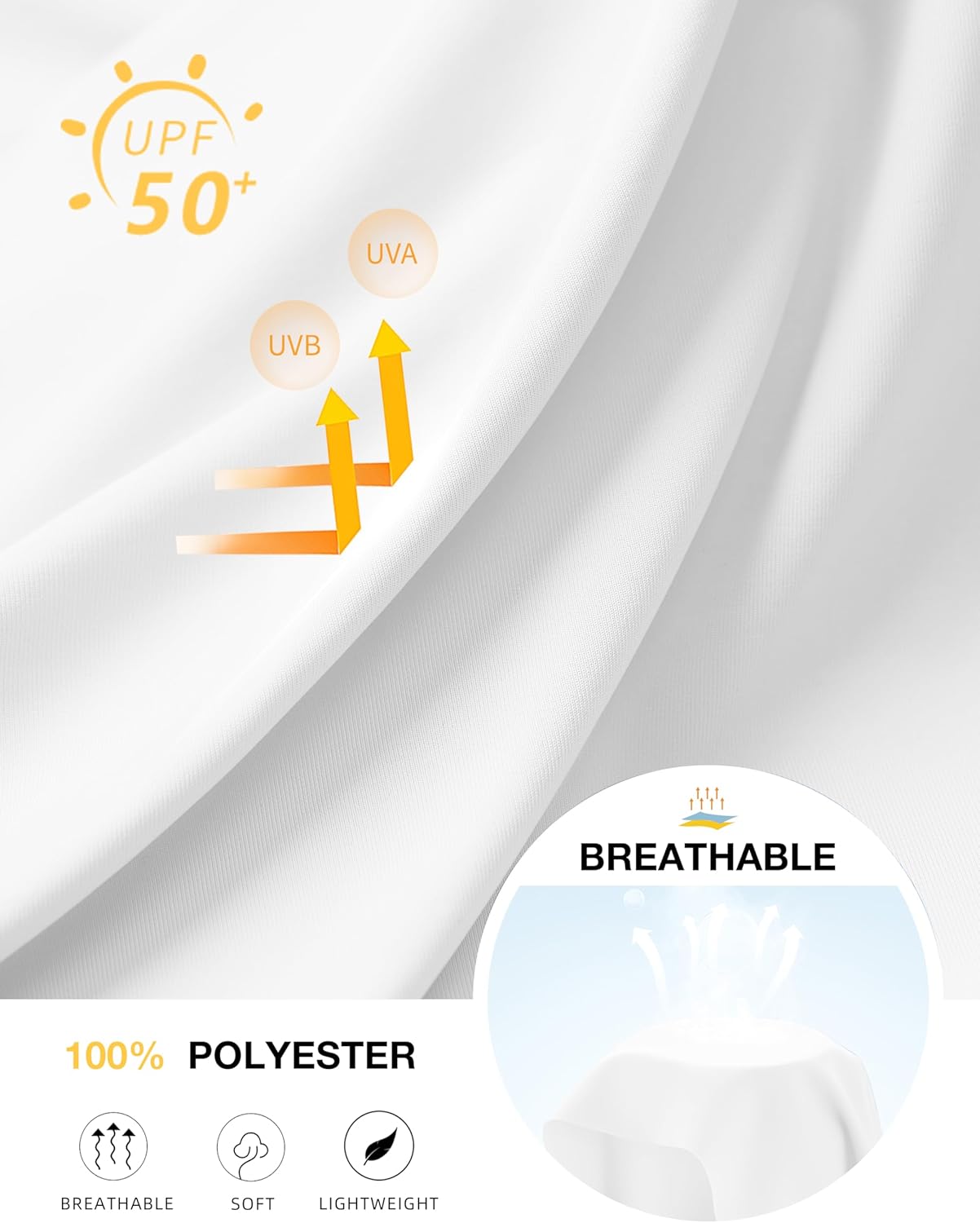 Soothfeel Womens Sun Shirts UPF 50+ UV Protection Lightweight Quick Dry Long Sleeve Workout Hiking Tops Outdoor White Navy M - Image 5