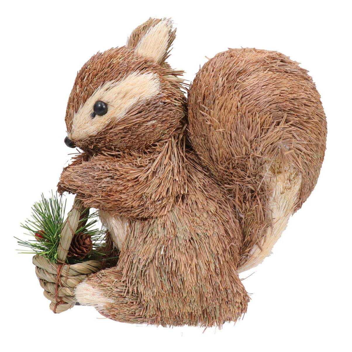 Wakauto Squirrel Figurine Christmas Animal Ornament Pine Cone Needle Desktop Toy Figure Home Garden Statue