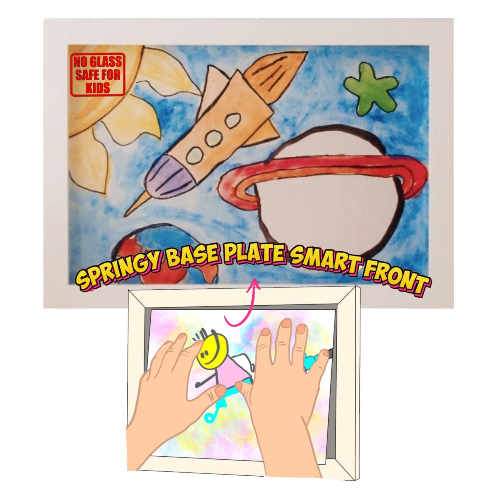 Kids Artwork Frames Changeble, Kids Art Frame, Childrens Art Project Frames, A4 Paper Picture Frame for Kid Artwork, Kids Art Display Frame - SENZA cornice IN VETRO, SICURA per i tuoi bambini (Bianco)