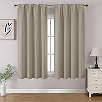 Vista 35 de CUCRAF - Cortinas opacas beige de 45 pulgadas, juego de 2 paneles con bolsillo para barra, cortinas para oscurecer dormitorios y sala de estar