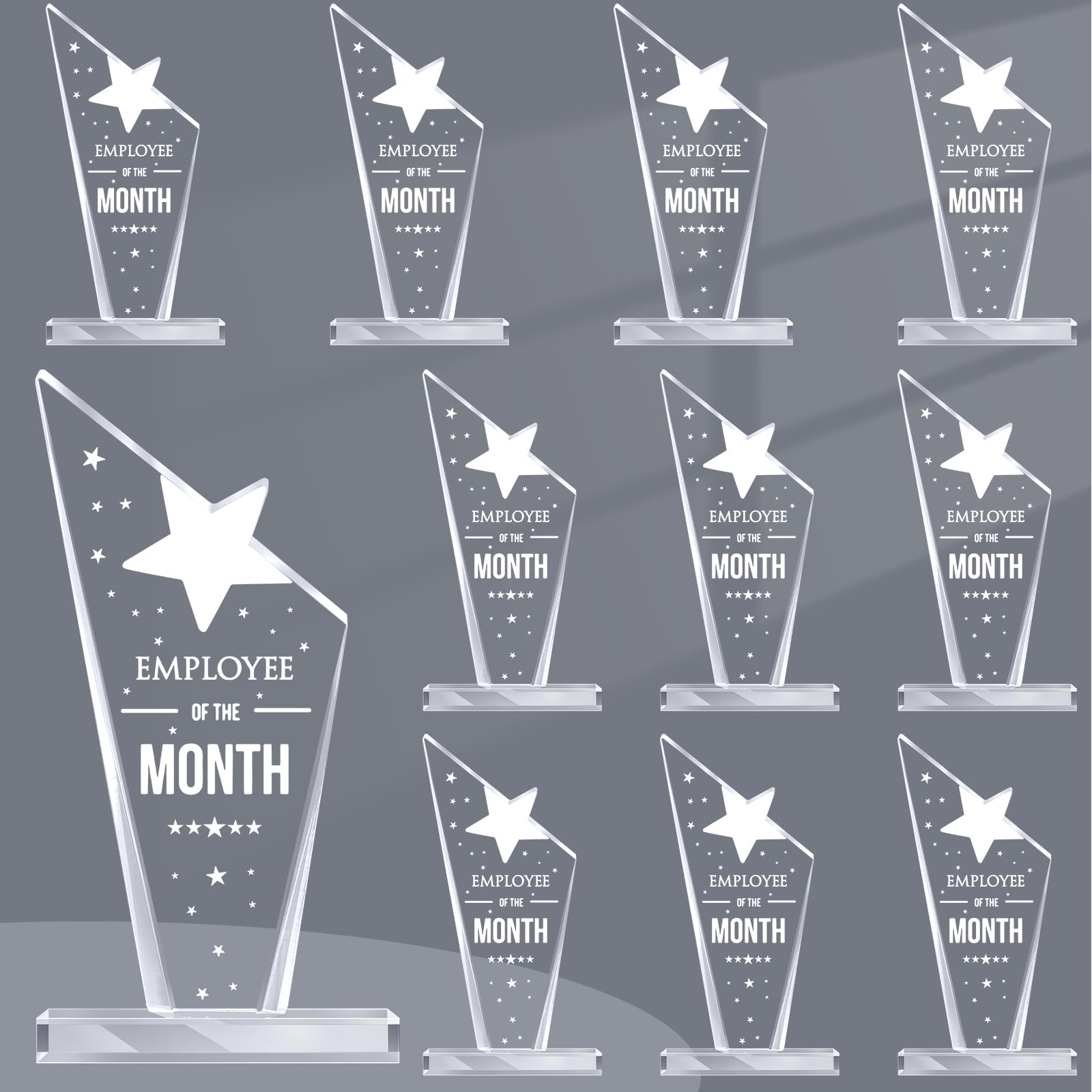 Roowest 10 Pcs Employee of The Month Plaque Trophy Employee Month Appreciation Award Gifts Bulk Coworker Acrylic Trophy Reward Sign Keepsake for Teacher Nurse Colleague Staff Volunteer Team Office
