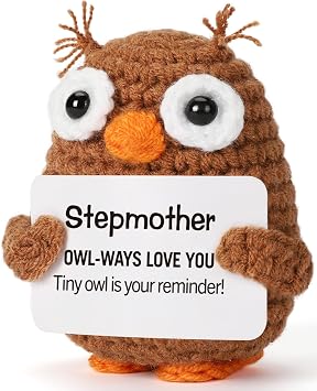 Christmas Stocking Stuffers for Stepmother Funny Office Desk Decor Crochet Owl Gifts for Bonus Mom Birthday Mothers Day Inspirational Cheering Support