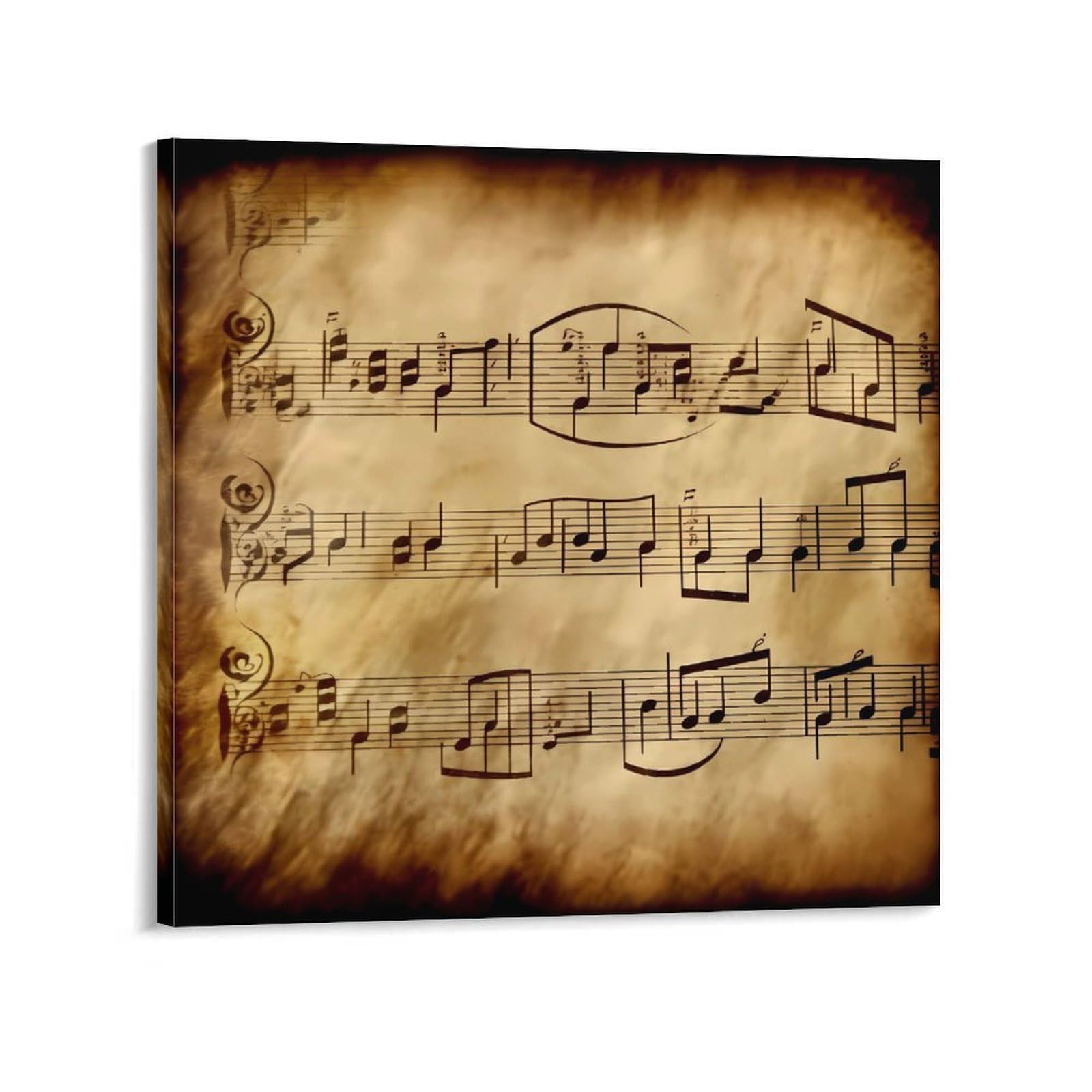 Vintage Music Note Art Canvas Wall Art for Bedroom 16x16inch Canvas Prints Artwork for Walls Modern Picture Artwork Painting for Living Room Aesthetic Wall Paintings for Bathroom Kitchen Offi