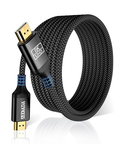 AkoaDa Cable HDMI 8K de 16.4 pies, 48Gbps Ultra Alta Velocidad HDMI 2.1 Cable 8K 60 4K120 144Hz 7680P eARC HDR 10 HDCP 2.2 y 2.3, compatible con