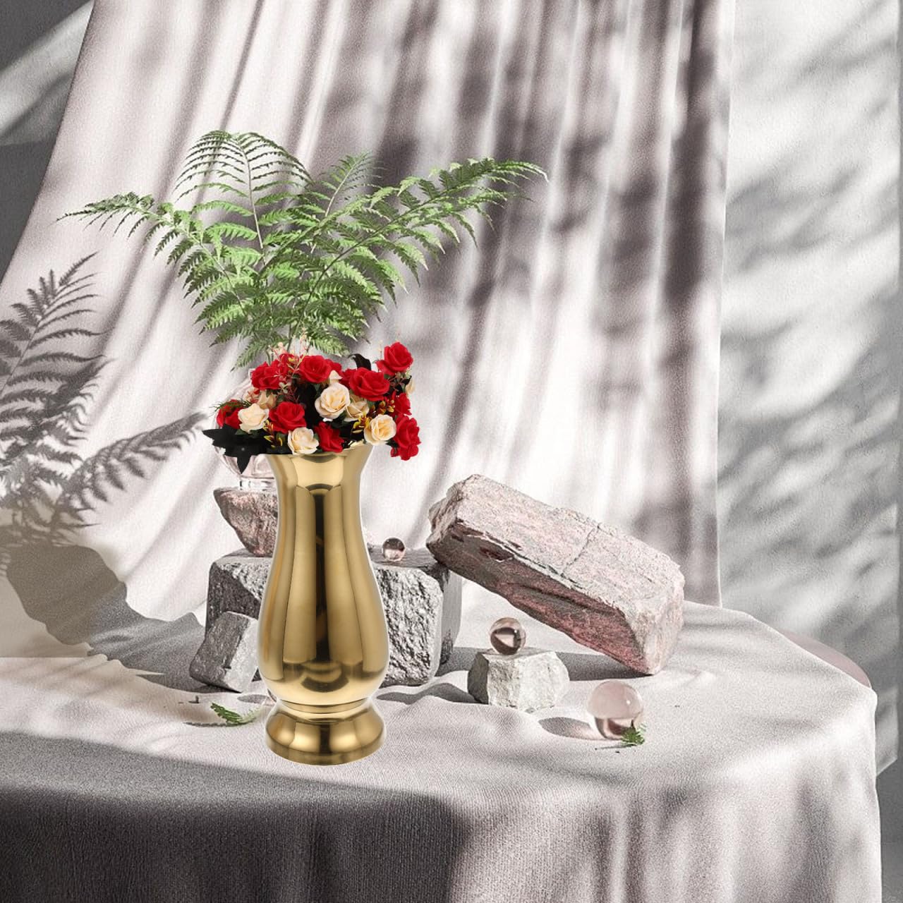 PRETYZOOM Jarrón De Metal Decorativo para Flores Secas Y Arreglos Florero De Mesa Compacto De 7.48 Pulgadas para Hogar Oficina Y Jardín Diseño Moderno Y Simple