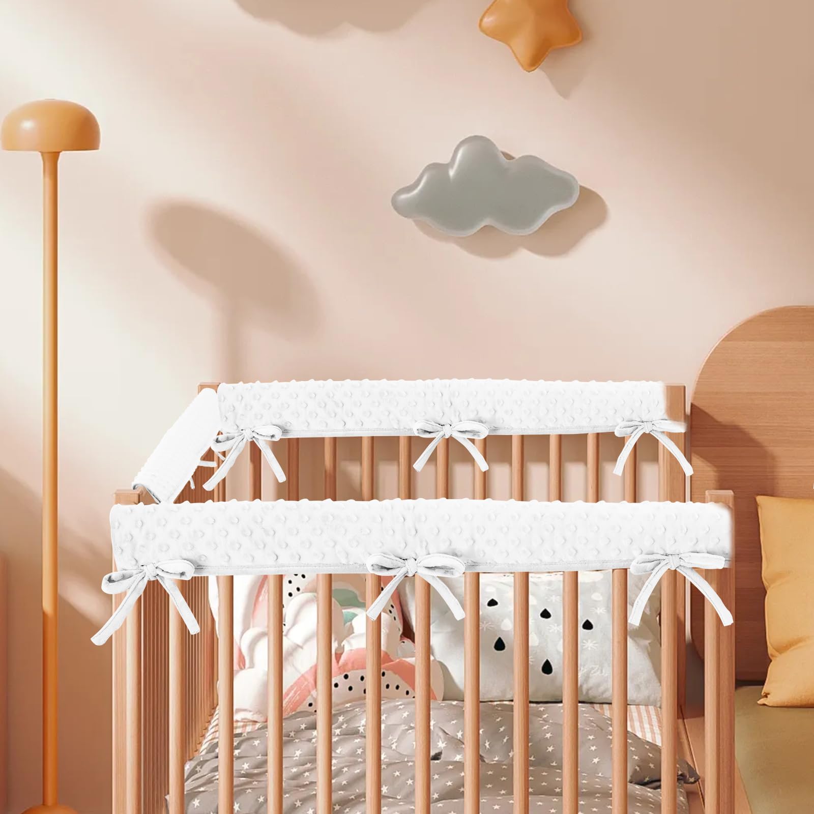 Bettkantenschutz Für Kinderbetten,Schutz für Bettrahmen,Babybett Umrandungen,Babybett Umrandungen,Abnehmbar,Reinigbar,Kantenschutz und Eckenschutz(weiß)