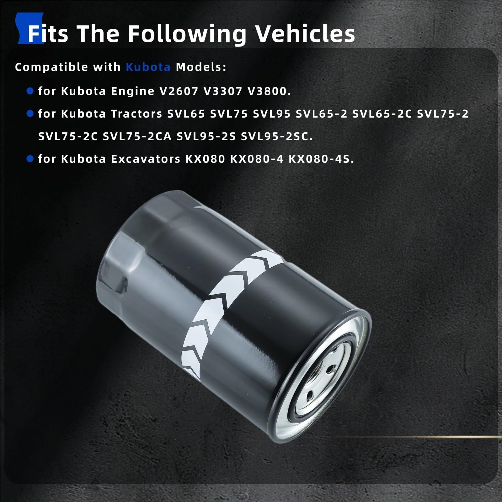 Para Kubota SVL65 SVL75 SVL95 KX080 V2607 V3307 V3800 1K947-43172 1K947-43170 Reemplazo filtro combustible 1G390-43170 Filtro de aceite Filtro de aceite Oil