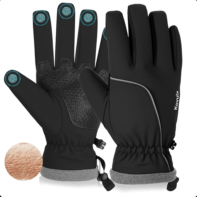 Winter Gloves Warm for Men & Women - Waterproof Touchscreen Outdoor Thermal Gloves with Plush Lining/Adjustable Wrist,Snow Shoveling Commuting Skiing