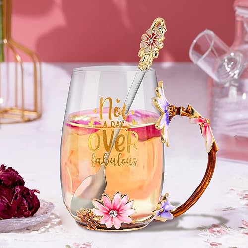 Vista 3 de OEAGO - Taza de té única, de regalo para Día de la Madre, cumpleaños, día de San Valentín, ideas para amiga, hermana, compañera de trabajo Púrpura